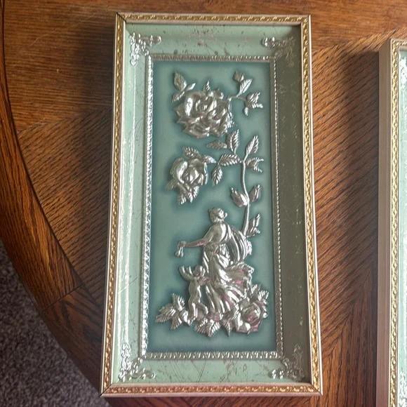 four seasons vintage relief artwork by Metcalf
